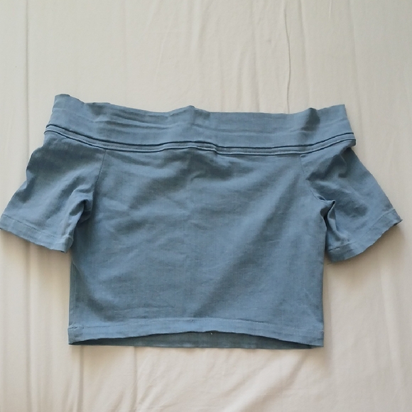 3x1 NYC Denim Off-Shoulder Blue Top Size S - Picture 5 of 8